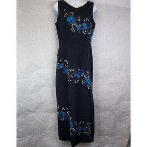 Vintage Silk Maxi Dress Women's 10 Floral Print Country Casuals 90s Artsy Boho